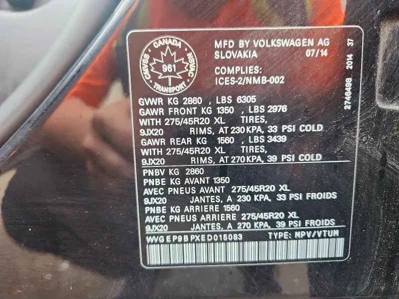 2014 VOLKSWAGEN TOUAREG V6 TDI  