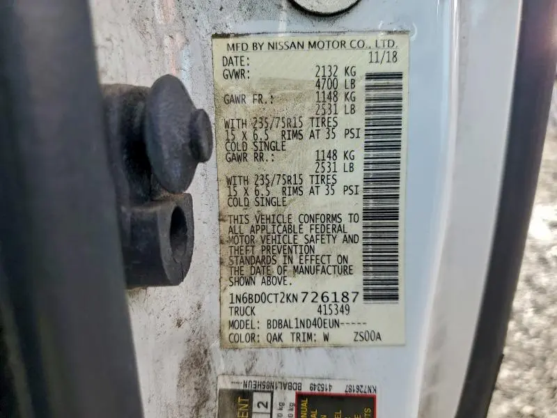 2019 NISSAN FRONTIER S  