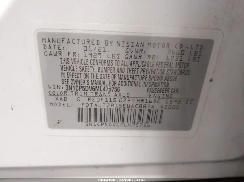 2021 NISSAN KICKS SR XTRONIC CVT