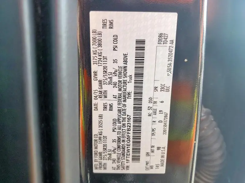 2015 FORD F150 SUPERCREW  