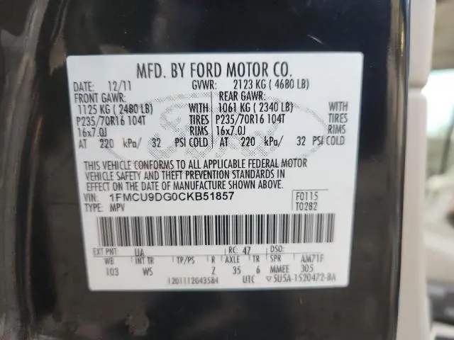 2012 FORD ESCAPE XLT