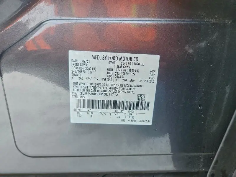 2021 LINCOLN NAUTILUS RESERVE  