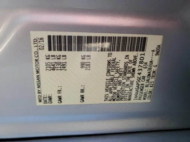 2016 NISSAN MAXIMA 3.5S  