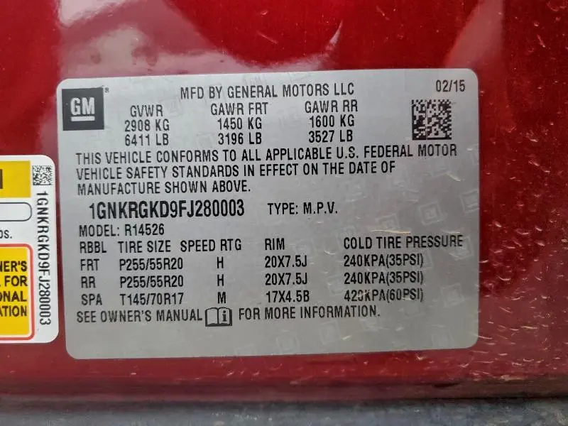 2015 CHEVROLET TRAVERSE LT  