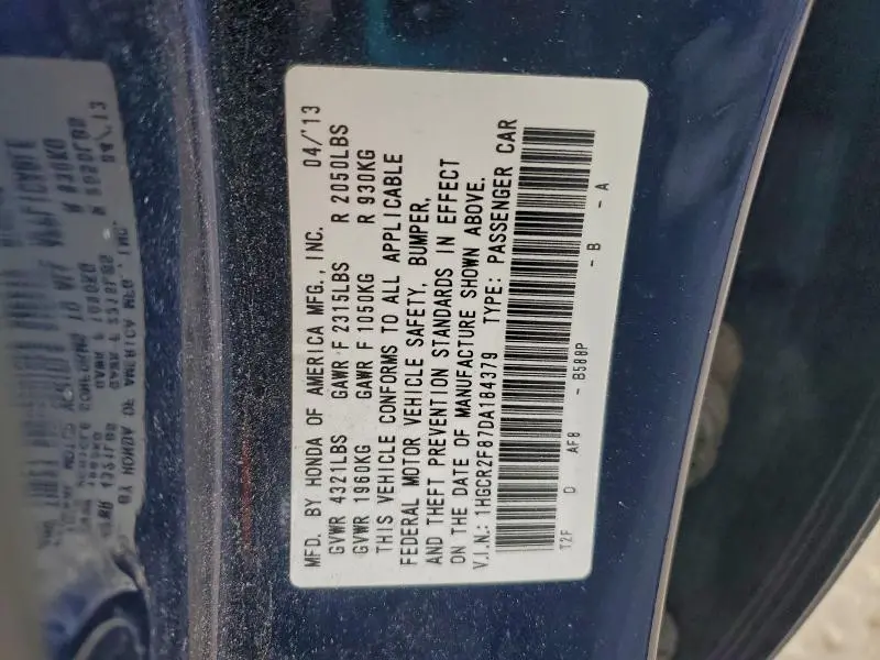 2013 HONDA ACCORD EXL  