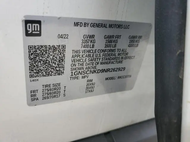 2022 CHEVROLET TAHOE C1500 LT  