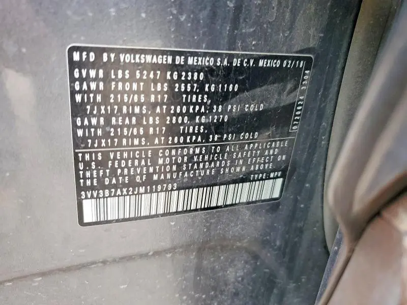 2018 VOLKSWAGEN TIGUAN SE  