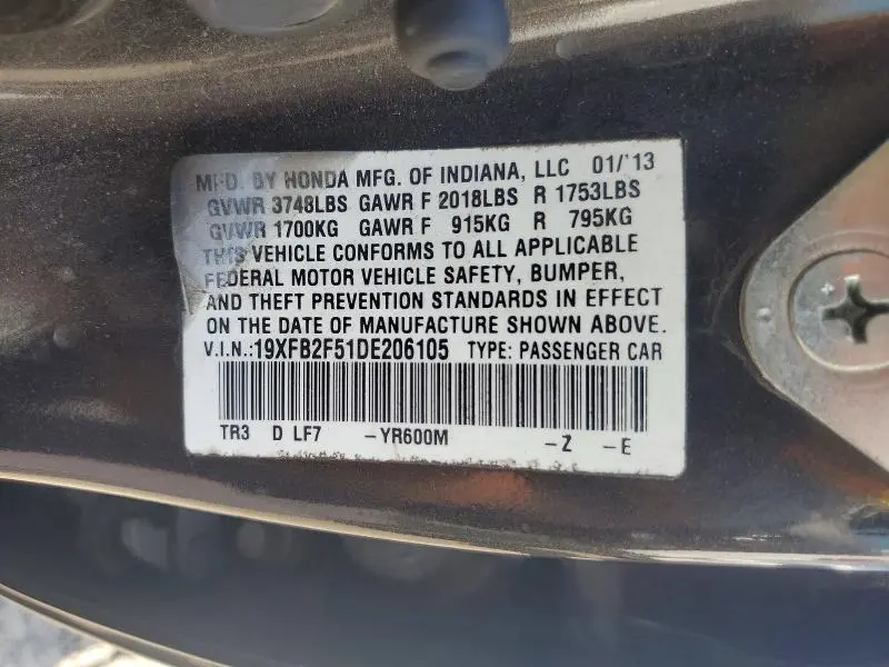 2013 HONDA CIVIC LX  