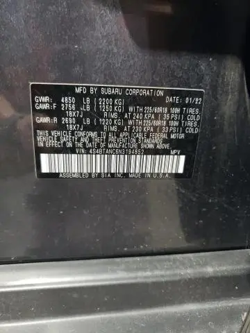 2022 SUBARU OUTBACK LIMITED  