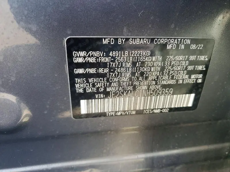 2022 SUBARU FORESTER WILDERNESS  