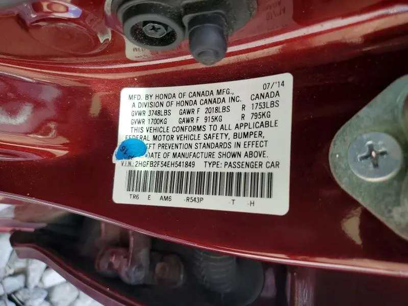 2014 HONDA CIVIC LX  