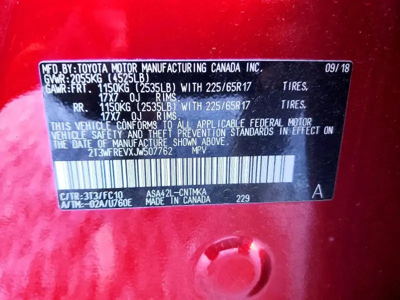 2018 TOYOTA RAV4 XLE  