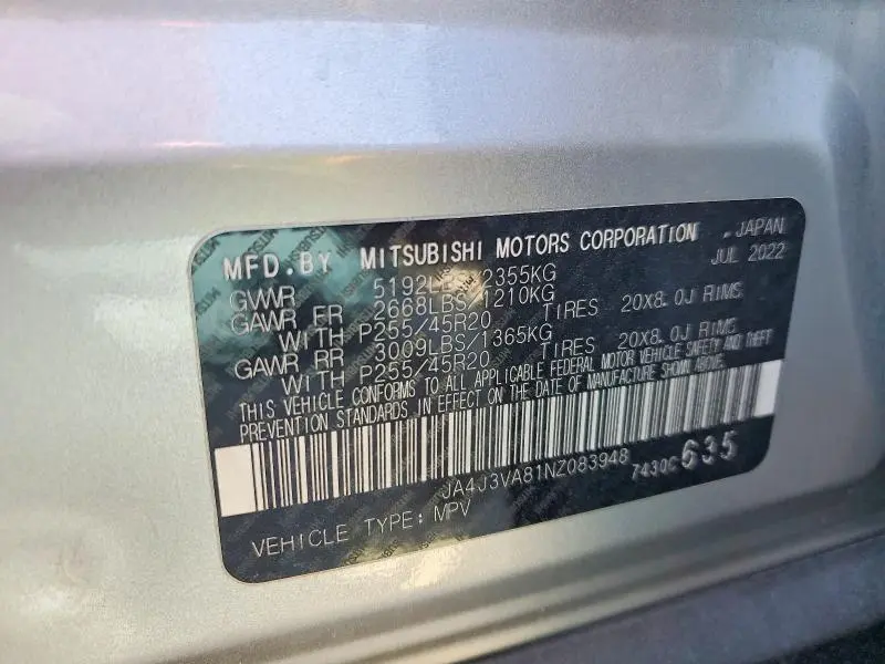 2022 MITSUBISHI OUTLANDER SEL  