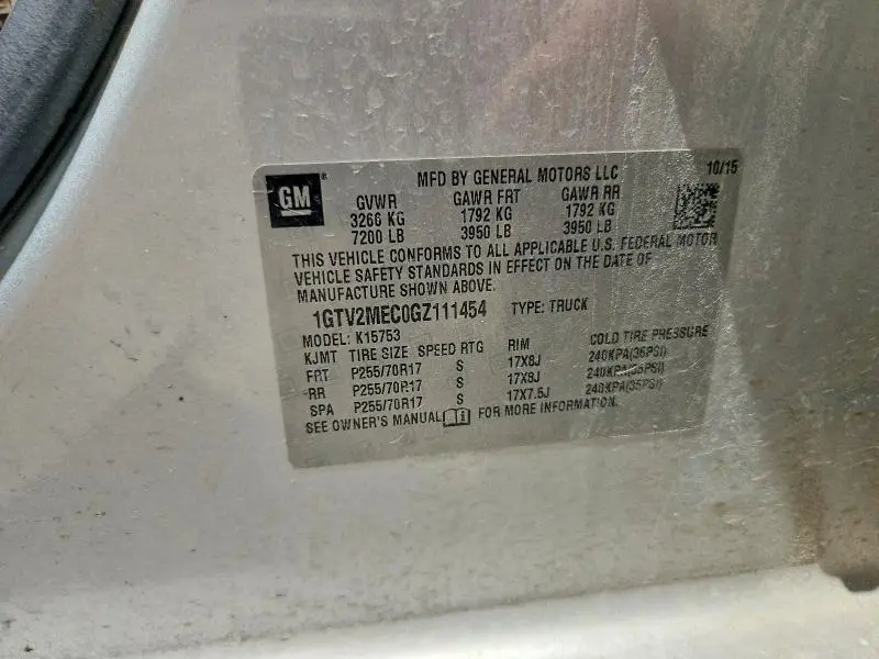 2016 GMC SIERRA K1500 SLE  