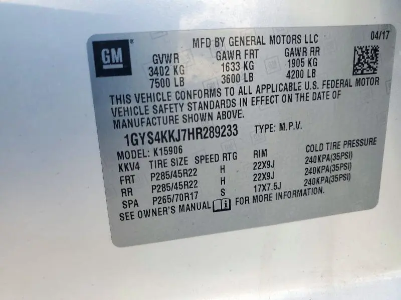 2017 CADILLAC ESCALADE ESV PLATINUM  
