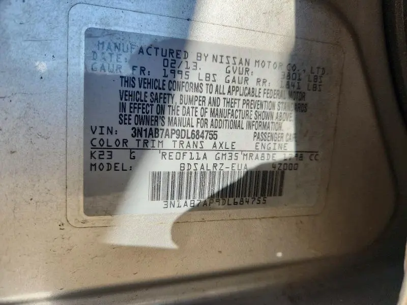 2013 NISSAN SENTRA S  