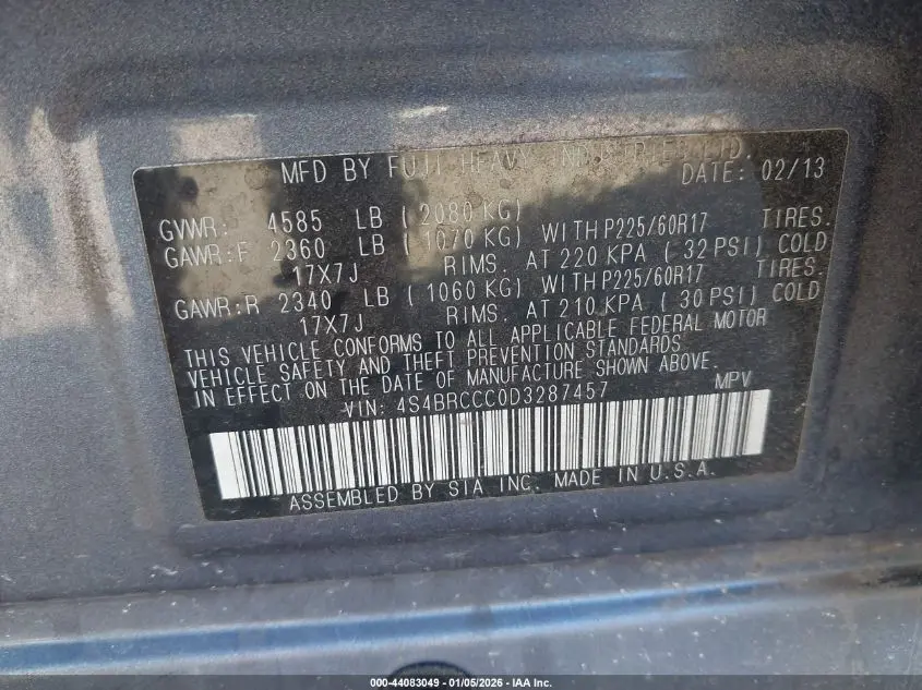 2013 SUBARU OUTBACK 2.5I PREMIUM