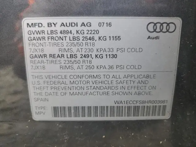 2017 AUDI Q3 PREMIUM  