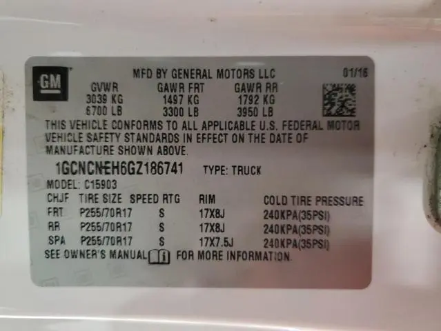 2016 CHEVROLET SILVERADO C1500  