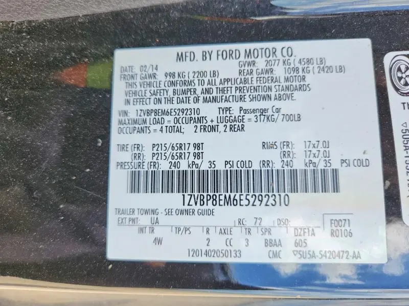 2014 FORD MUSTANG   