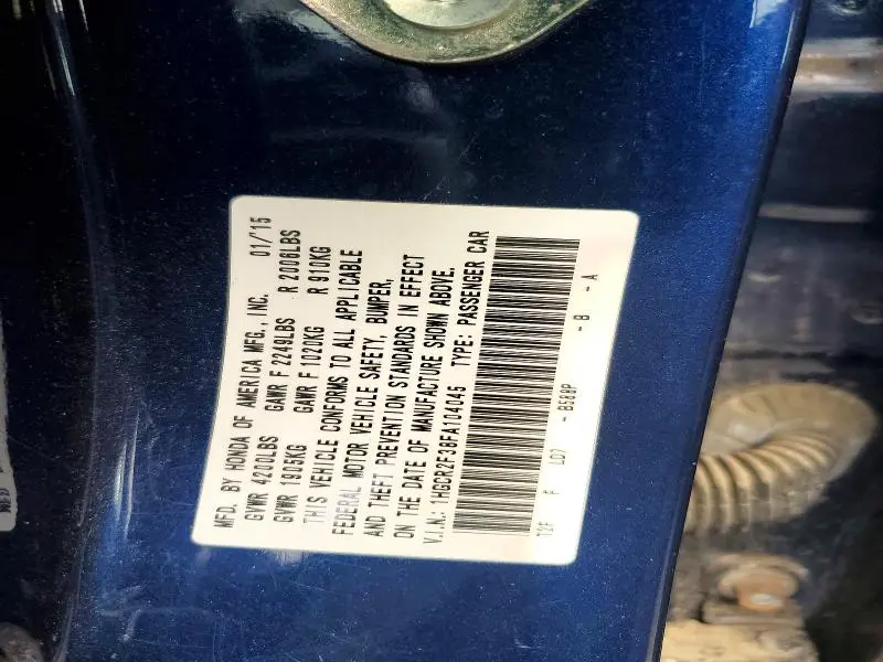 2015 HONDA ACCORD LX  