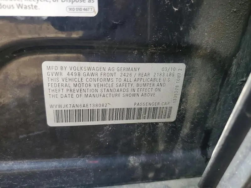 2010 VOLKSWAGEN PASSAT KOMFORT  