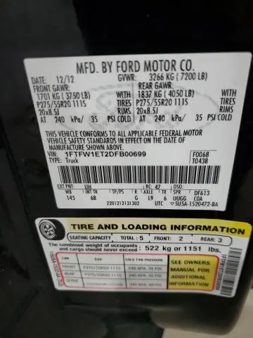 2013 FORD F150 SUPERCREW  