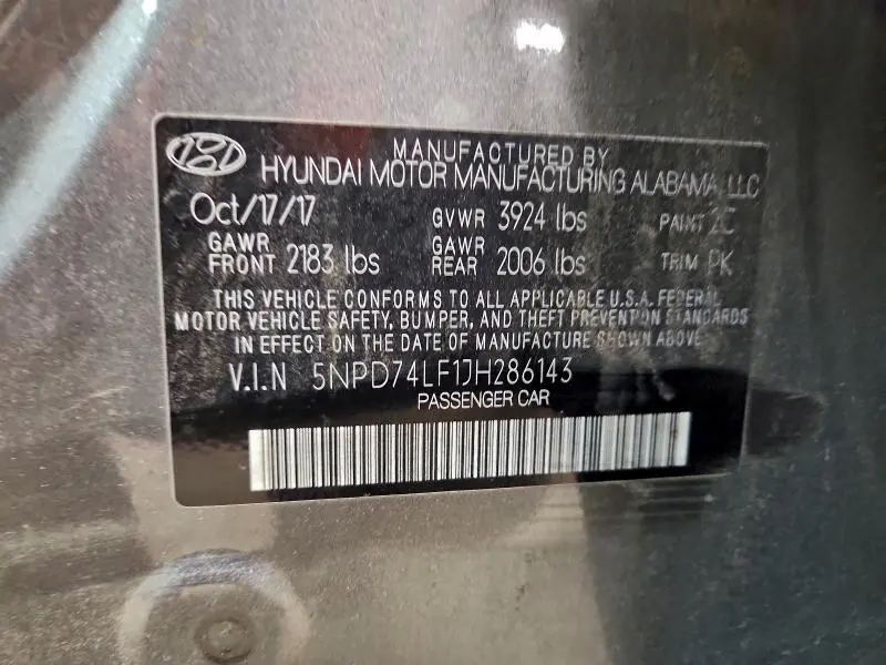 2018 HYUNDAI ELANTRA SE  