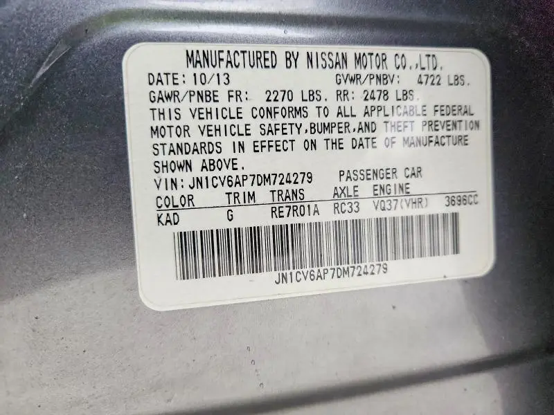 2013 INFINITI G37 BASE  