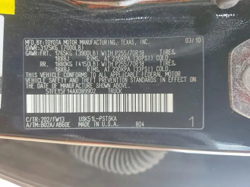 2010 TOYOTA TUNDRA CREWMAX SR5  