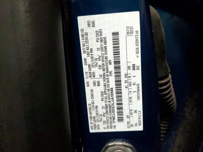 2020 FORD ESCAPE TITANIUM  