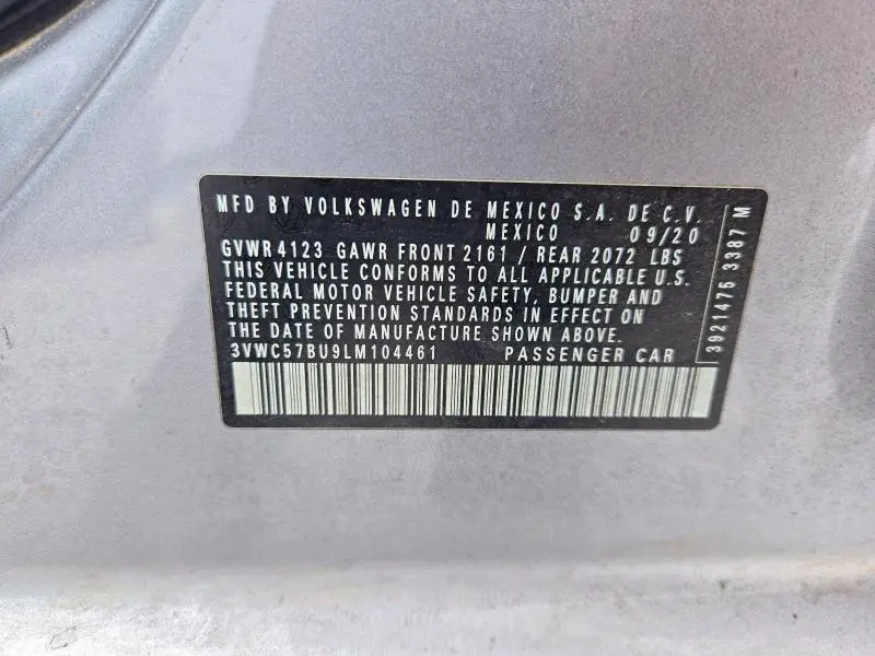 2020 VOLKSWAGEN JETTA S  
