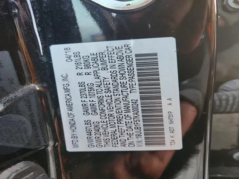 2019 ACURA TLX TECHNOLOGY  