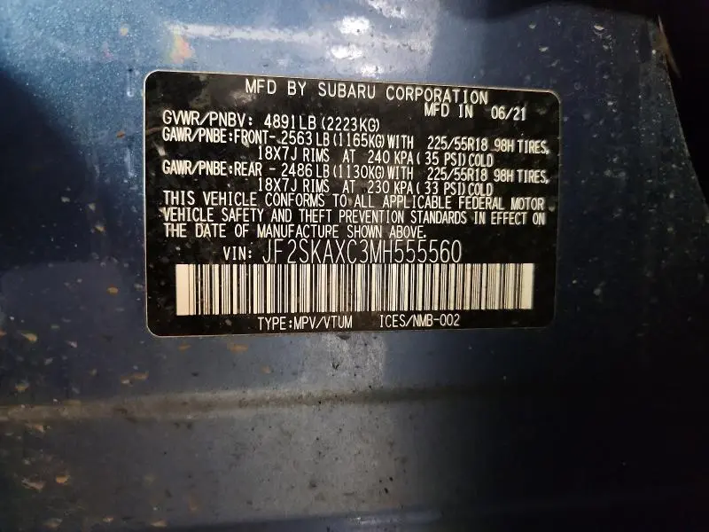 2021 SUBARU FORESTER TOURING  