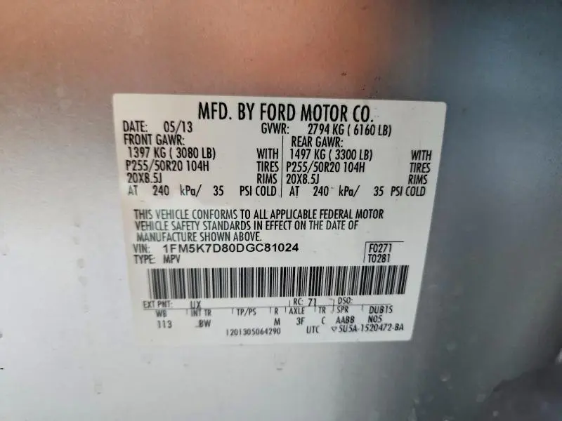 2013 FORD EXPLORER XLT  
