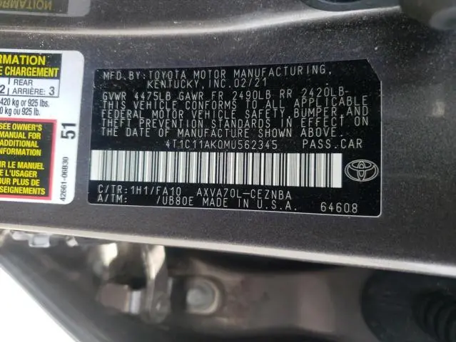 2021 TOYOTA CAMRY LE  