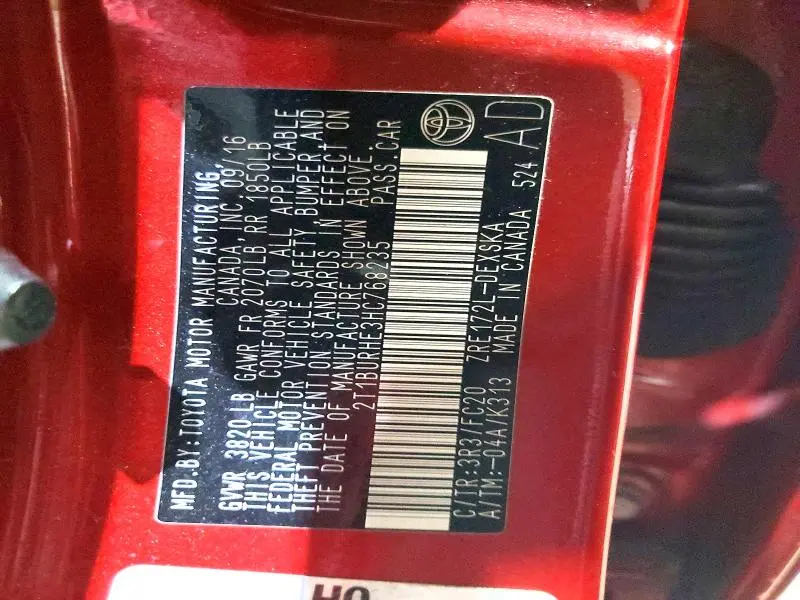 2017 TOYOTA COROLLA SE  