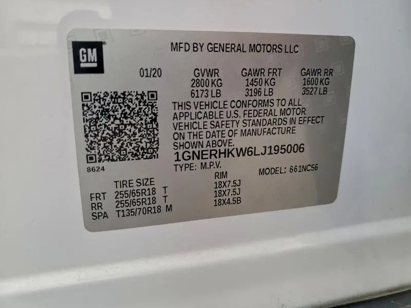 2020 CHEVROLET TRAVERSE LT  