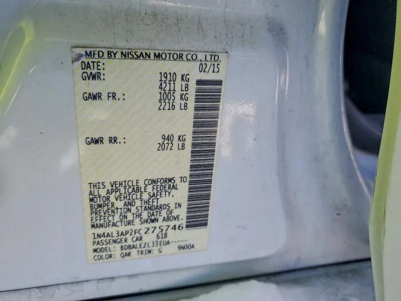 2015 NISSAN ALTIMA 2.5  