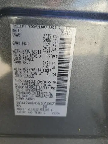 2015 NISSAN PATHFINDER S  