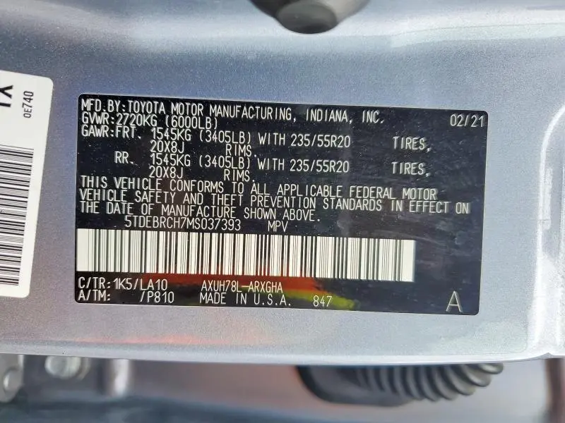 2021 TOYOTA HIGHLANDER HYBRID PLATINUM  