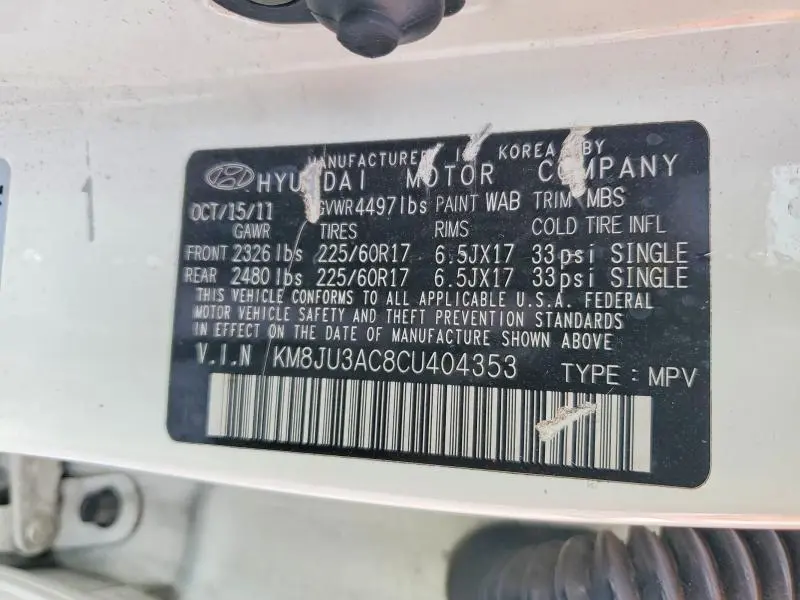 2012 HYUNDAI TUCSON GLS  