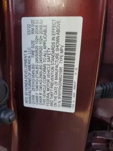 2022 HONDA PILOT SE  