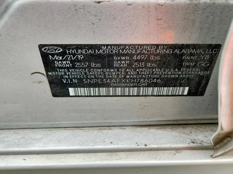 2019 HYUNDAI SONATA SEL  