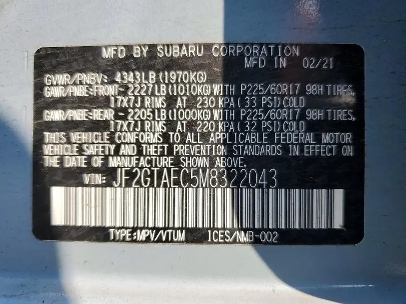 2021 SUBARU CROSSTREK PREMIUM  