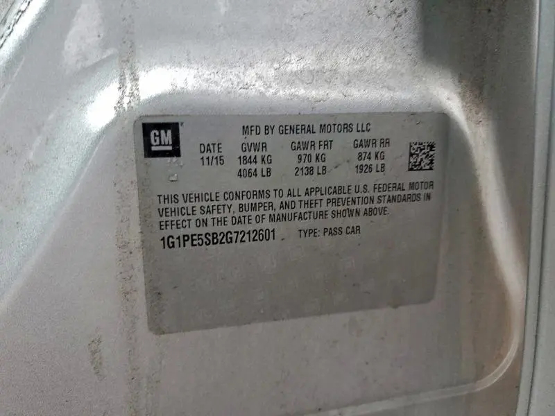 2016 CHEVROLET CRUZE LIMITED LT  