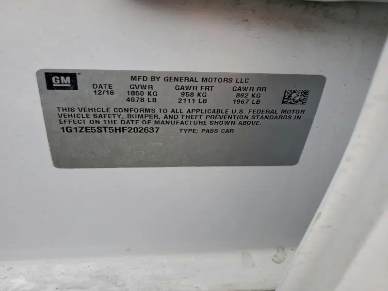 2017 CHEVROLET MALIBU LT  