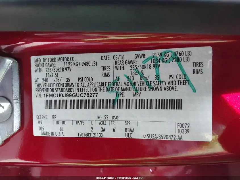 2016 FORD ESCAPE TITANIUM