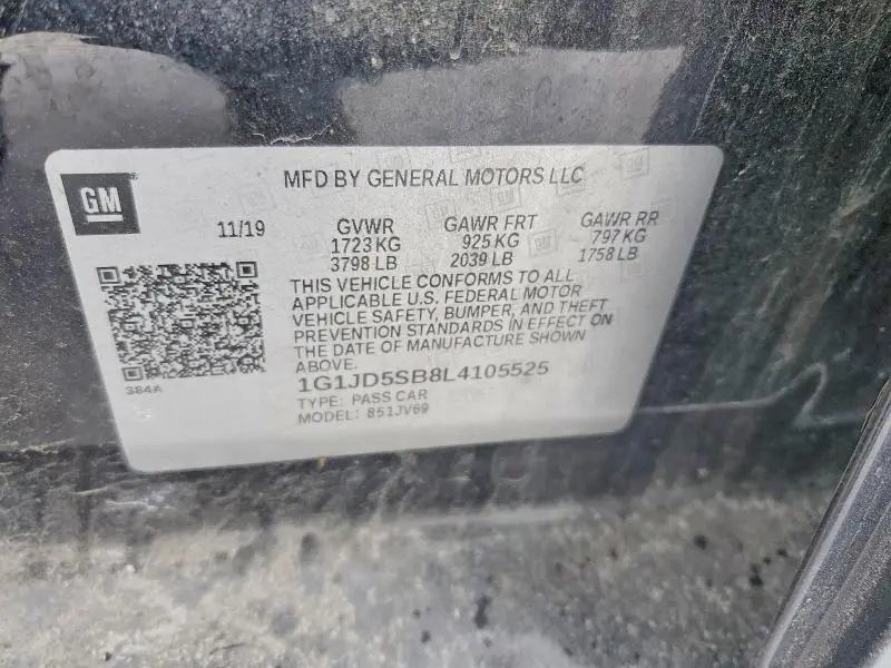 2020 CHEVROLET SONIC LT  