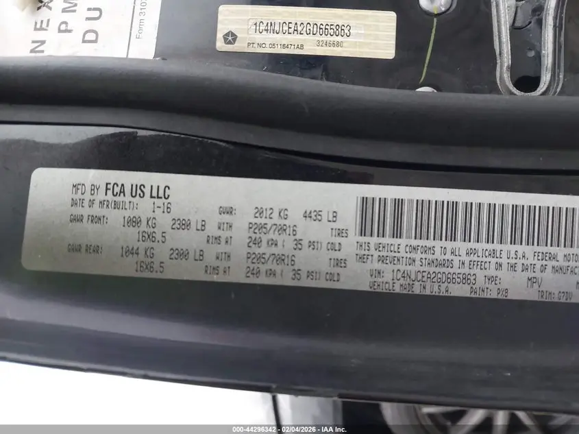 2016 JEEP COMPASS LATITUDE